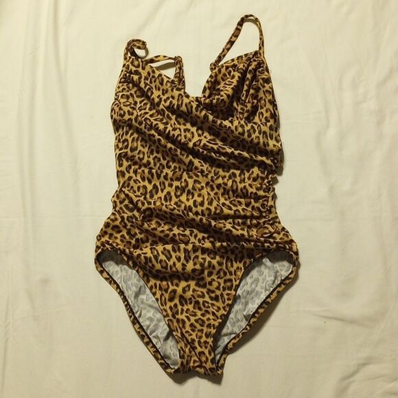 Aqua Green Cheetah Print One Piece Women's Suimsuit/Bathing Suit Small - Picture 1 of 9